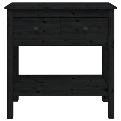 Tavolo Consolle Nero 75x35x75 cm in Legno Massello di Pino