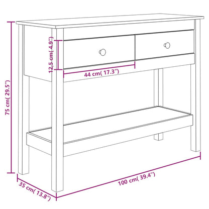 Tavolo Consolle 100x35x75 cm in Legno Massello di Pino | homemem39