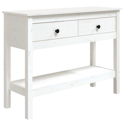 Tavolo Consolle Bianco 100x35x75 cm in Legno Massello di Pino | homemem39