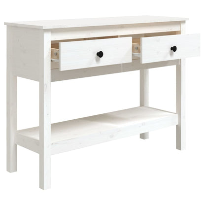 Tavolo Consolle Bianco 100x35x75 cm in Legno Massello di Pino | homemem39