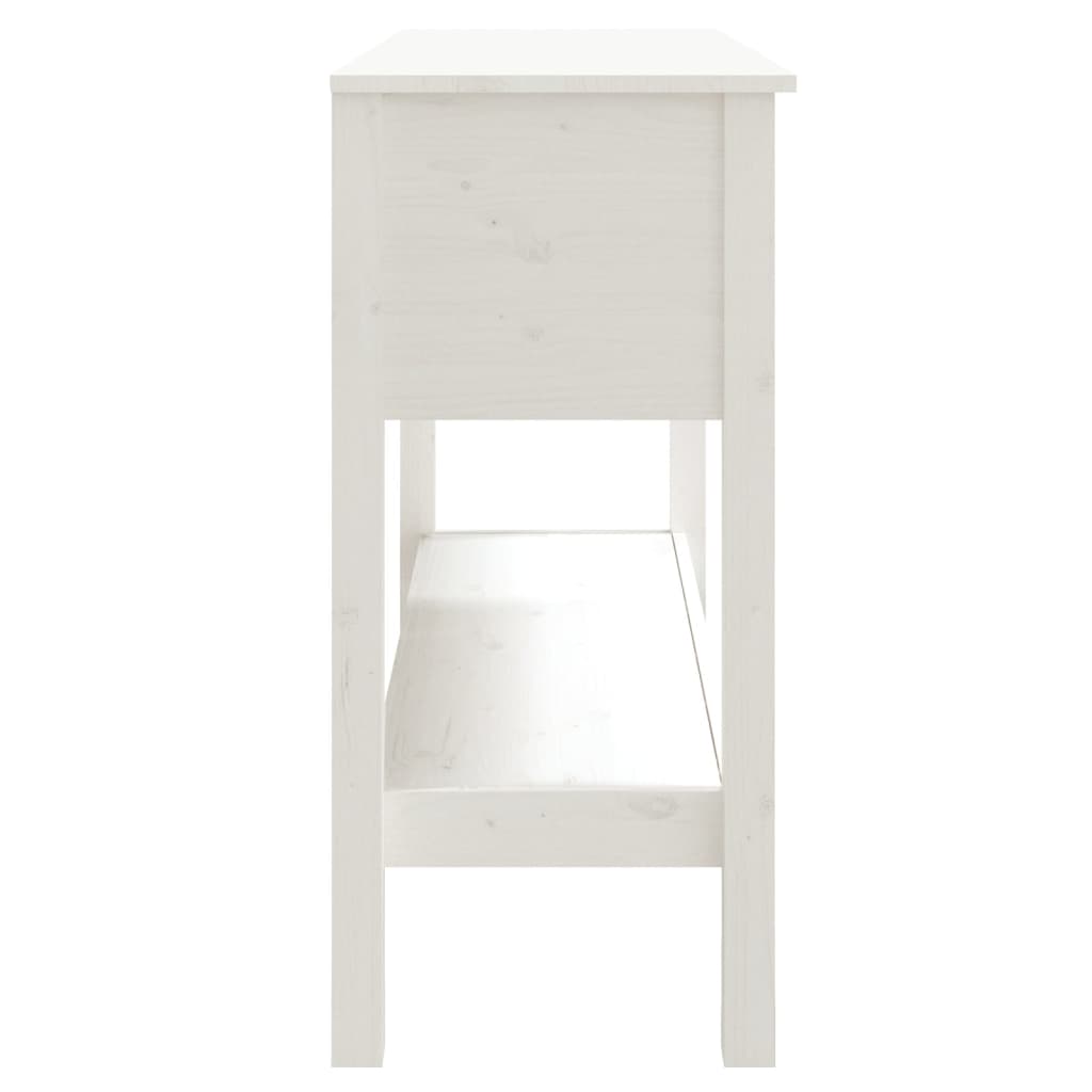 Tavolo Consolle Bianco 100x35x75 cm in Legno Massello di Pino - homemem39