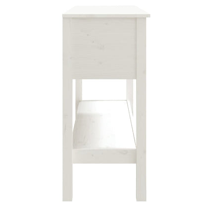 Tavolo Consolle Bianco 100x35x75 cm in Legno Massello di Pino - homemem39