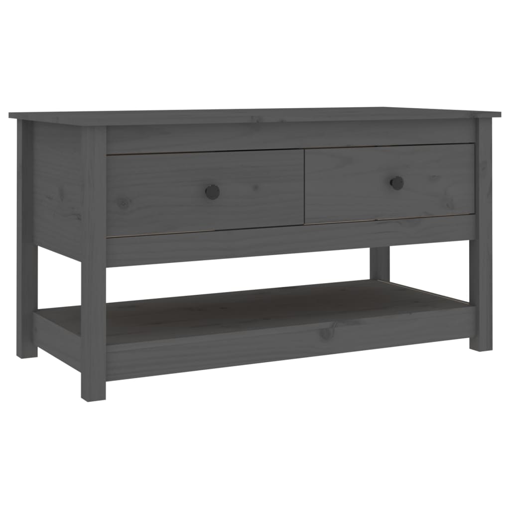 Tavolino da Salotto Grigio 102x49x55 cm Legno Massello di Pino | homemem39