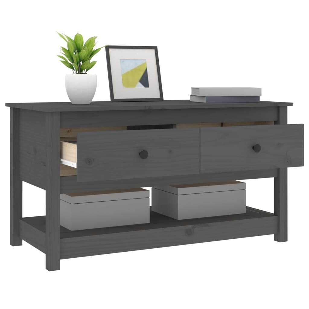Tavolino da Salotto Grigio 102x49x55 cm Legno Massello di Pino | homemem39
