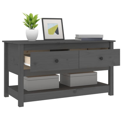 Tavolino da Salotto Grigio 102x49x55 cm Legno Massello di Pino | homemem39