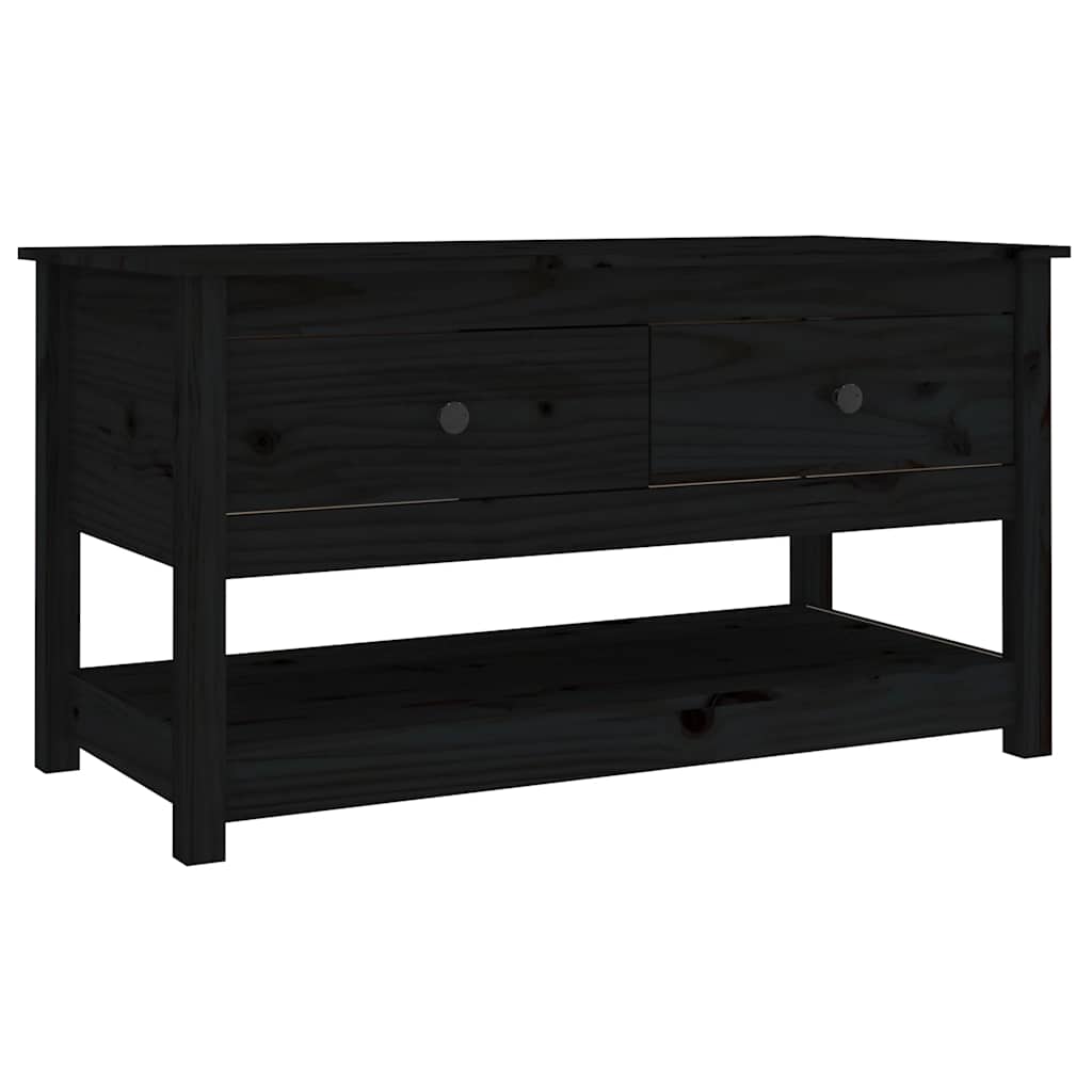 Tavolino da Salotto Nero 102x49x55 cm in Legno Massello di Pino | homemem39