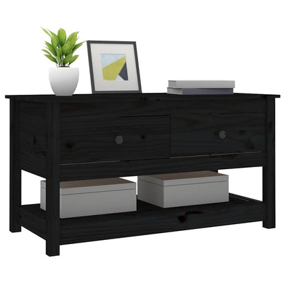 Tavolino da Salotto Nero 102x49x55 cm in Legno Massello di Pino | homemem39