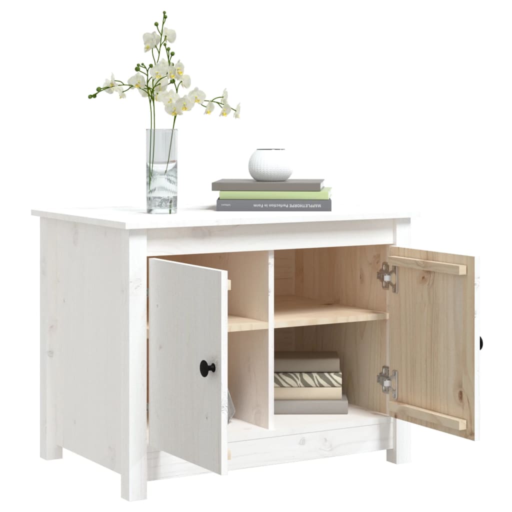 Tavolino da Salotto Bianco 71x49x55cm in Legno Massello di Pino | homemem39