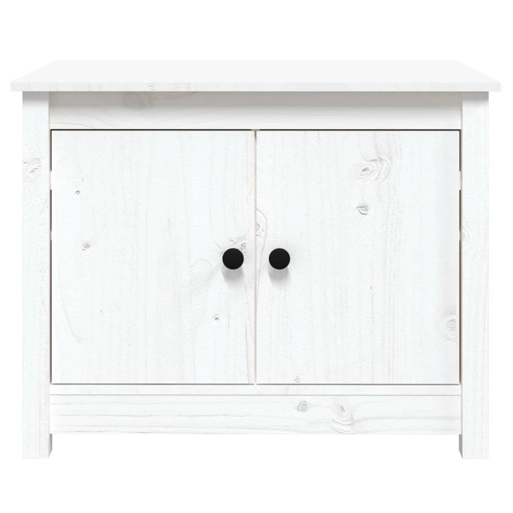 Tavolino da Salotto Bianco 71x49x55cm in Legno Massello di Pino | homemem39