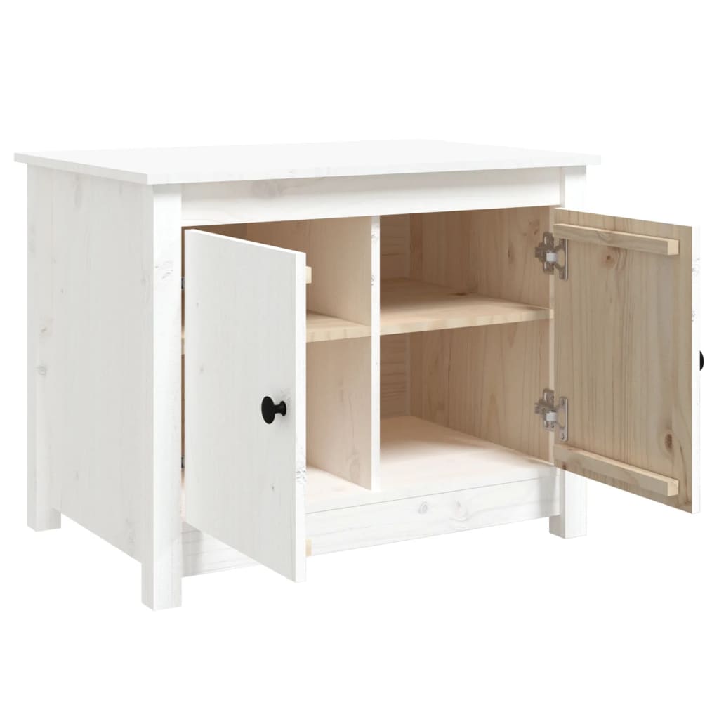 Tavolino da Salotto Bianco 71x49x55cm in Legno Massello di Pino | homemem39
