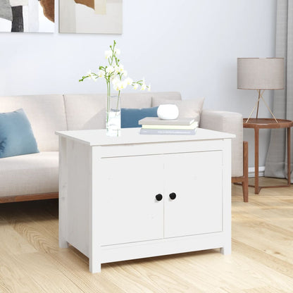 Tavolino da Salotto Bianco 71x49x55cm in Legno Massello di Pino | homemem39