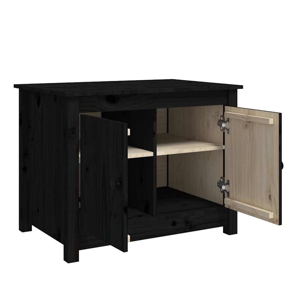 Tavolino da Salotto Nero 71x49x55cm in Legno Massello di Pino | homemem39