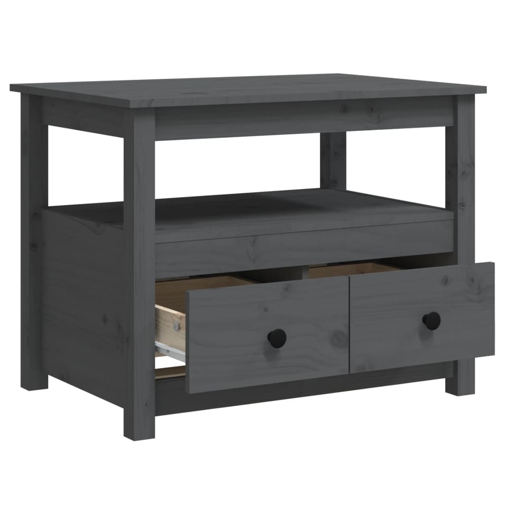 Tavolino da Salotto Grigio 71x49x55cm in Legno Massello di Pino | homemem39