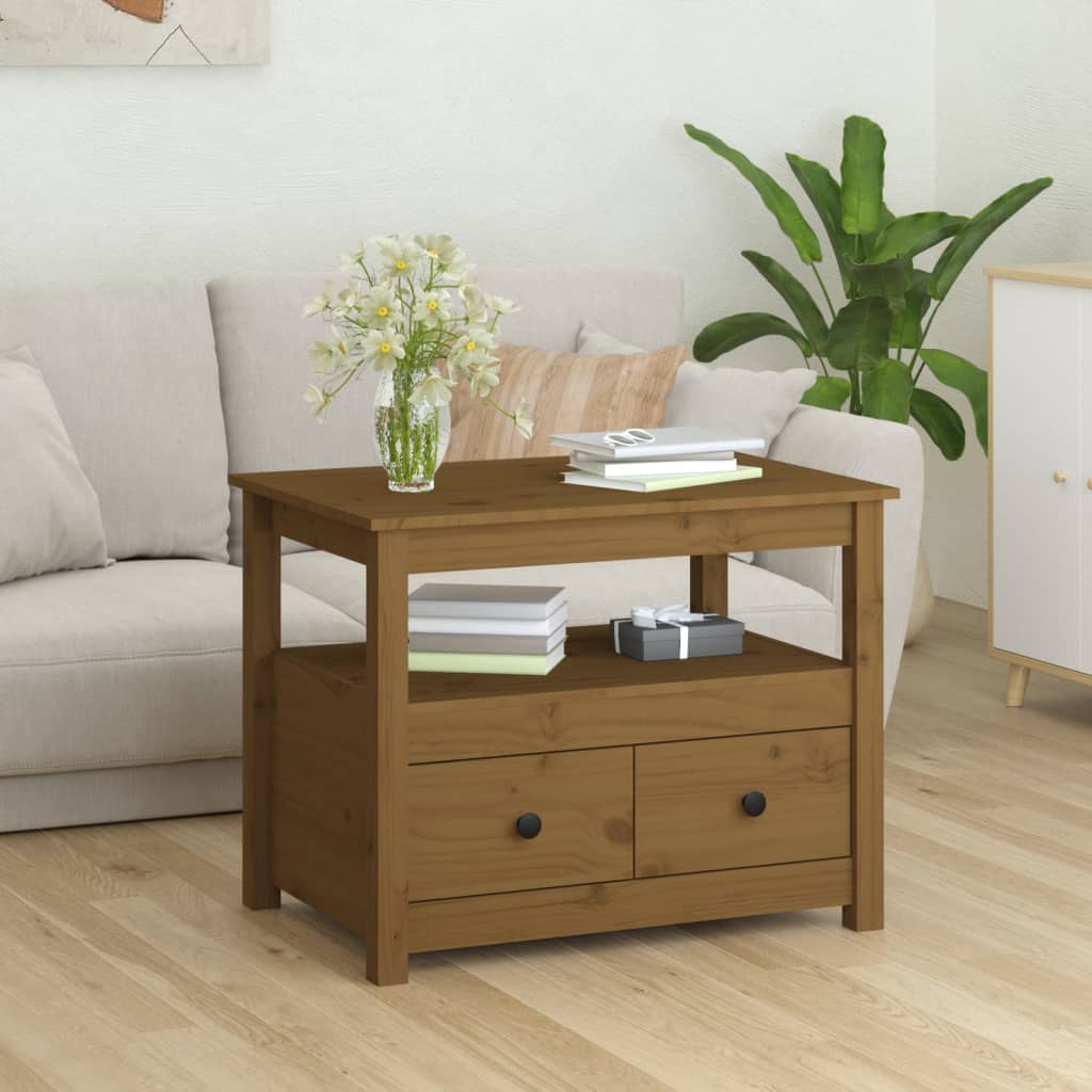 Tavolino da Salotto ambra 71x49x55 cm in Legno Massello di Pino | homemem39