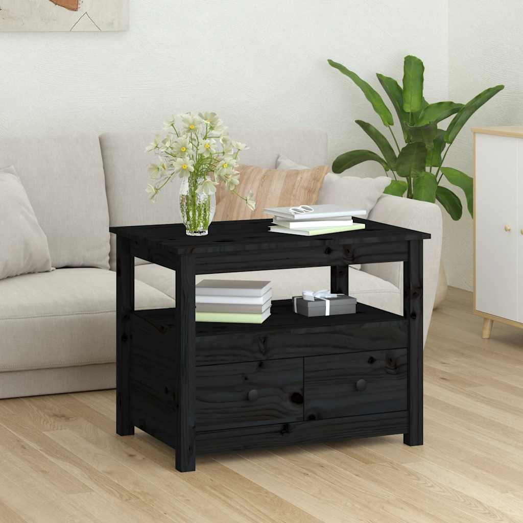 Tavolino da Salotto Nero 71x49x55cm in Legno Massello di Pino | homemem39
