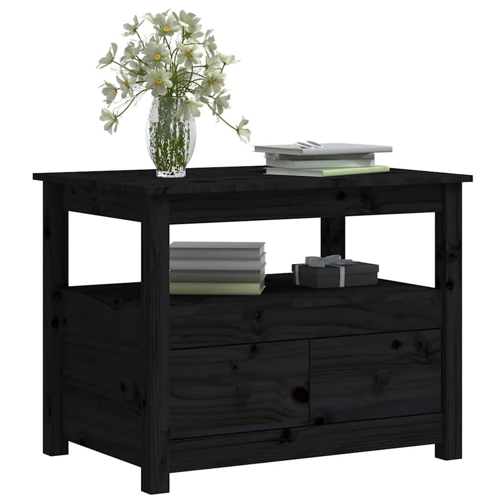 Tavolino da Salotto Nero 71x49x55cm in Legno Massello di Pino | homemem39
