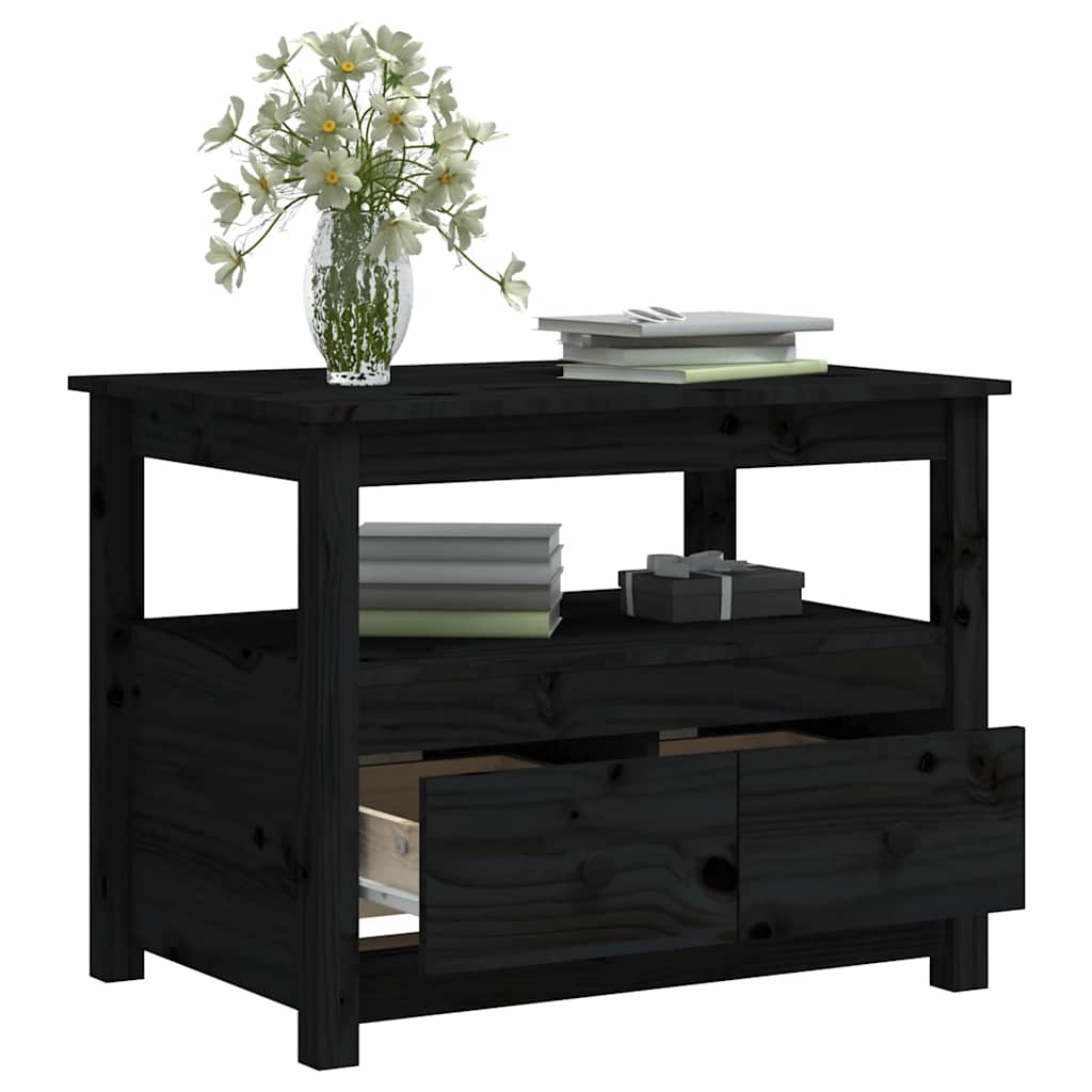 Tavolino da Salotto Nero 71x49x55cm in Legno Massello di Pino | homemem39
