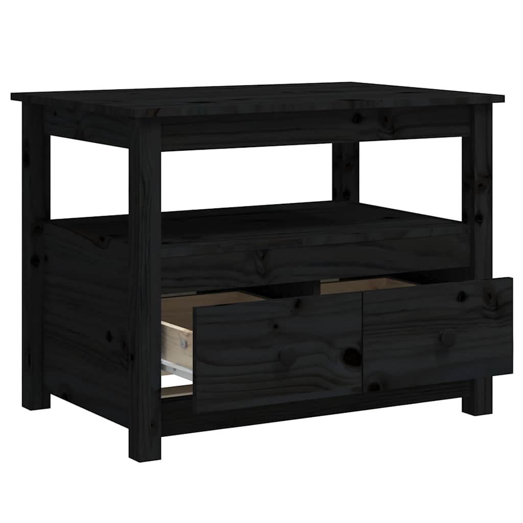 Tavolino da Salotto Nero 71x49x55cm in Legno Massello di Pino | homemem39