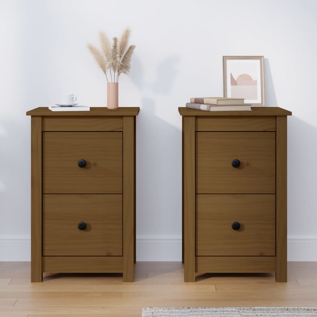 Comodini 2 pz ambra 40x35x61,5 cm in Legno Massello di Pino - homemem39
