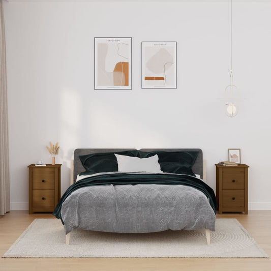 Comodini 2 pz ambra 40x35x61,5 cm in Legno Massello di Pino - homemem39