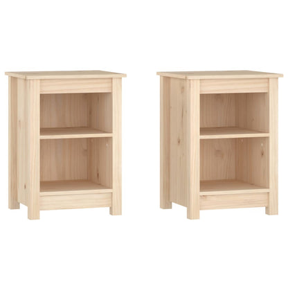 Comodini 2 pz Grigi 40x35x55 cm in Legno Massello di Pino - homemem39