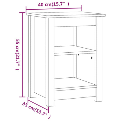 Comodino Grigio 40x35x55 cm in Legno Massello di Pino - homemem39