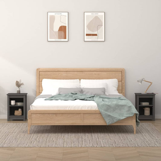 Comodini 2 pz Grigi 40x35x55 cm in Legno Massello di Pino - homemem39