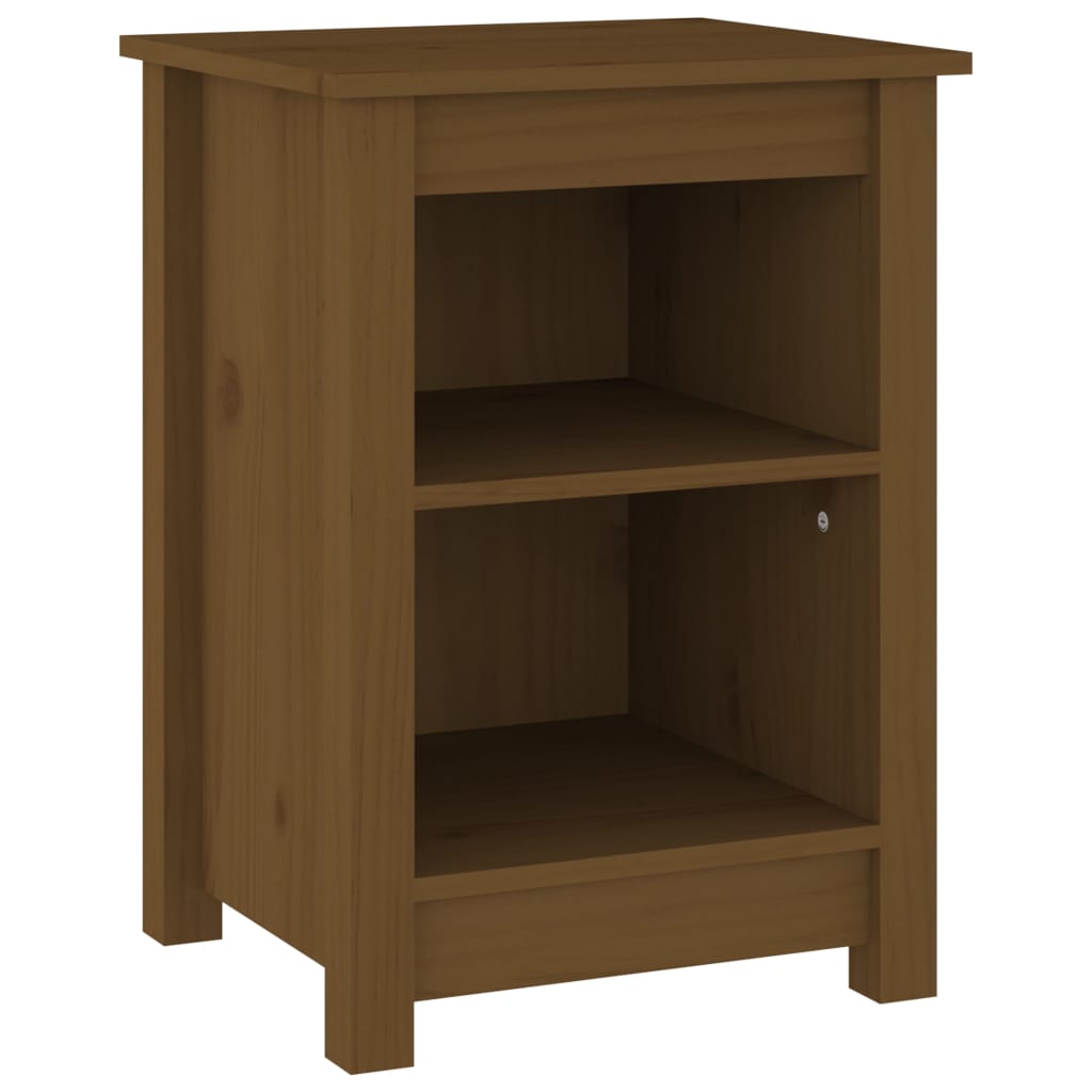 Comodino Marrone Ambrato 40x35x55 cm in Legno Massello di Pino - homemem39