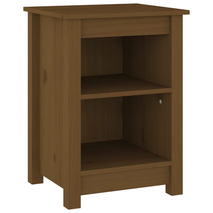 Comodino Marrone Ambrato 40x35x55 cm in Legno Massello di Pino - homemem39