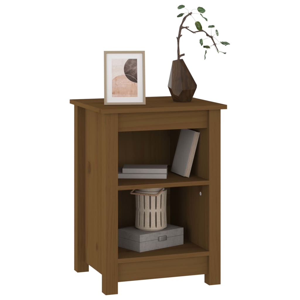 Comodino Marrone Ambrato 40x35x55 cm in Legno Massello di Pino - homemem39