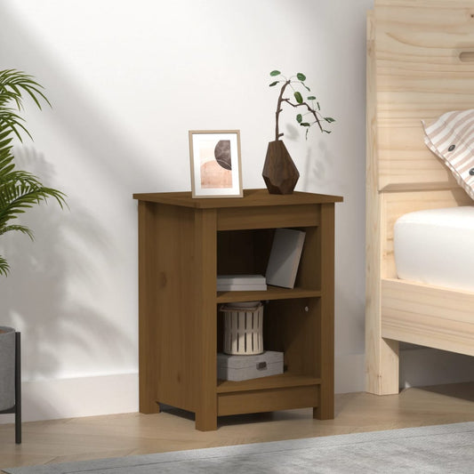 Comodino Marrone Ambrato 40x35x55 cm in Legno Massello di Pino - homemem39