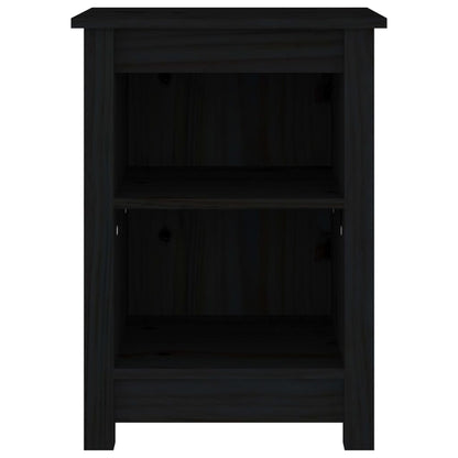 Comodino Nero 40x35x55 cm in Legno Massello di Pino - homemem39