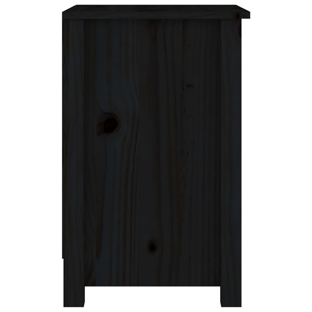 Comodini 2 pz Neri 40x35x55 cm in Legno Massello di Pino - homemem39