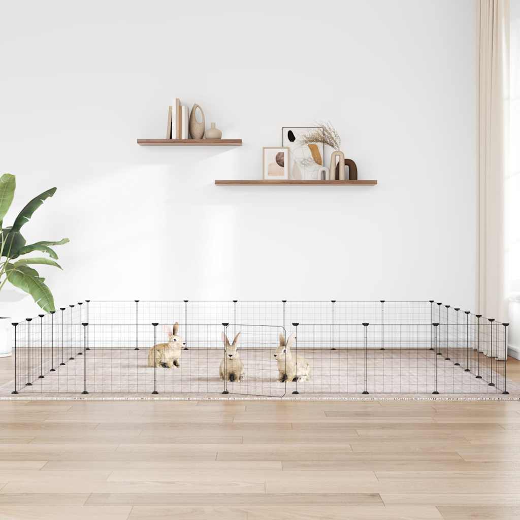 Animal Cage 28 Panels with Black Door 35x35 cm Steel