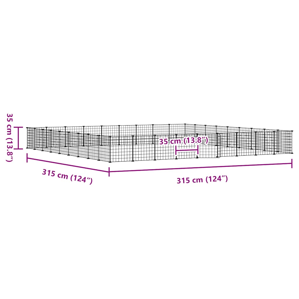 Animal Cage 36 Panels with Black Door 35x35 cm Steel