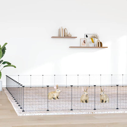 Animal Cage 60 Panels with Black Door 35x35 cm Steel