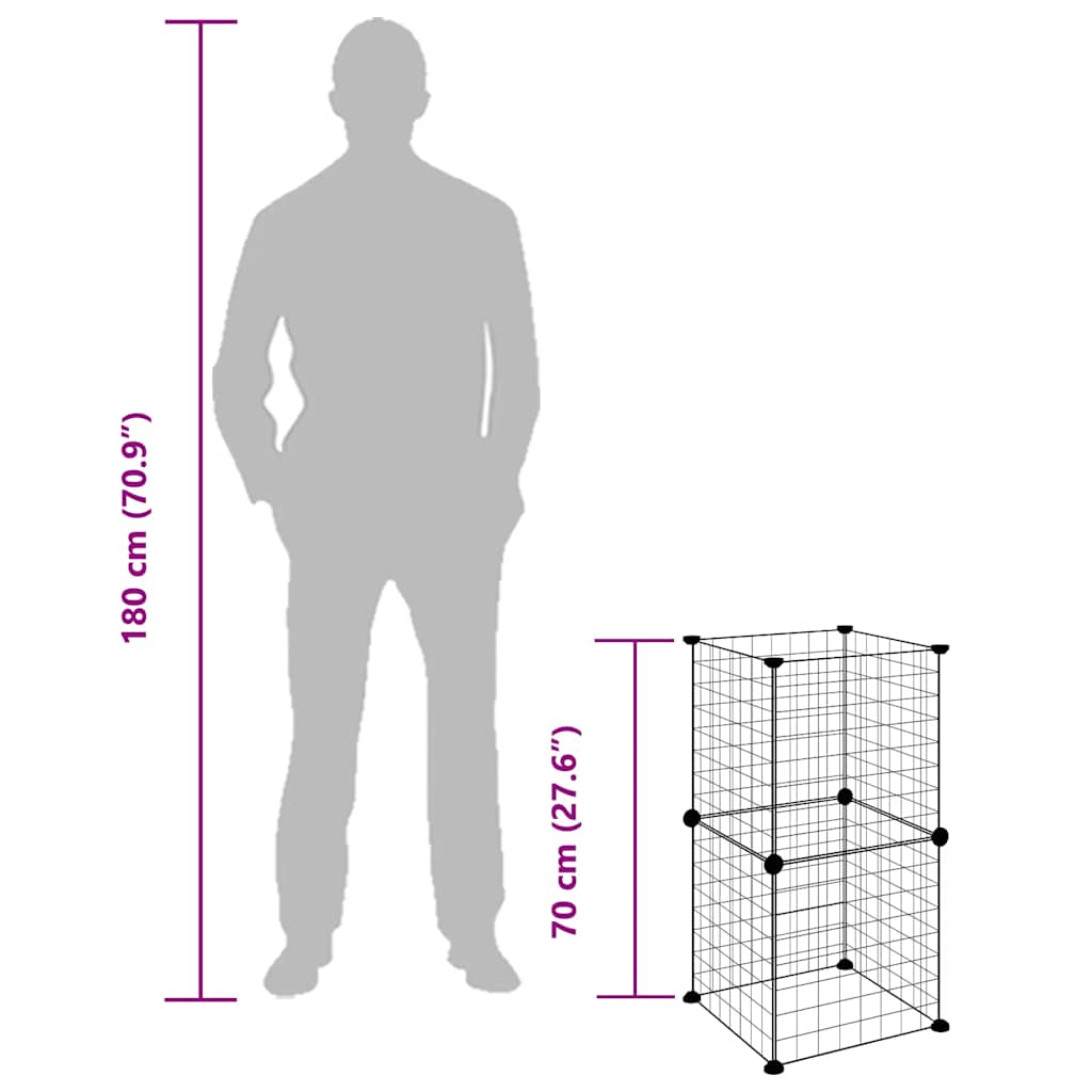 Haustierkäfig 8 Paneele Schwarz 35x35 cm Stahl