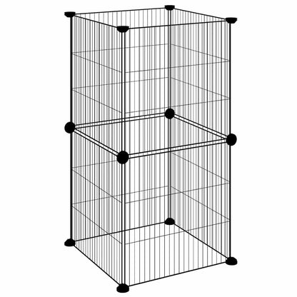 Pet Cage 8 Panels Black 35x35 cm Steel