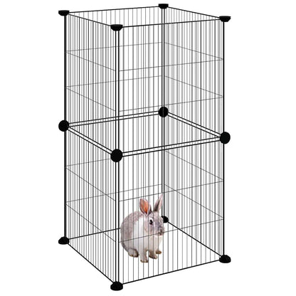 Pet Cage 8 Panels Black 35x35 cm Steel