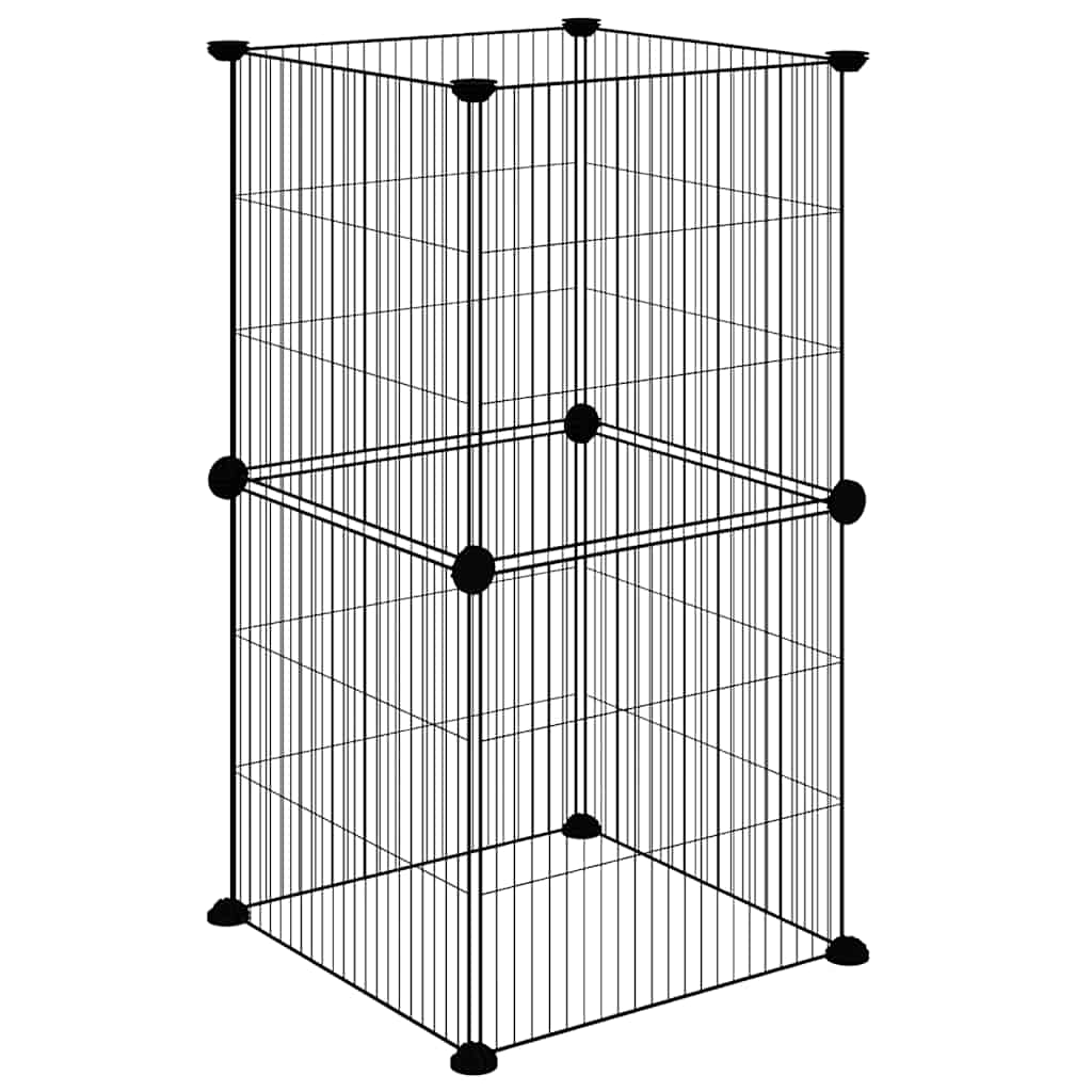 Pet Cage 8 Panels Black 35x35 cm Steel