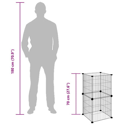 Pet Cage 8 Panels Black 35x35 cm Steel