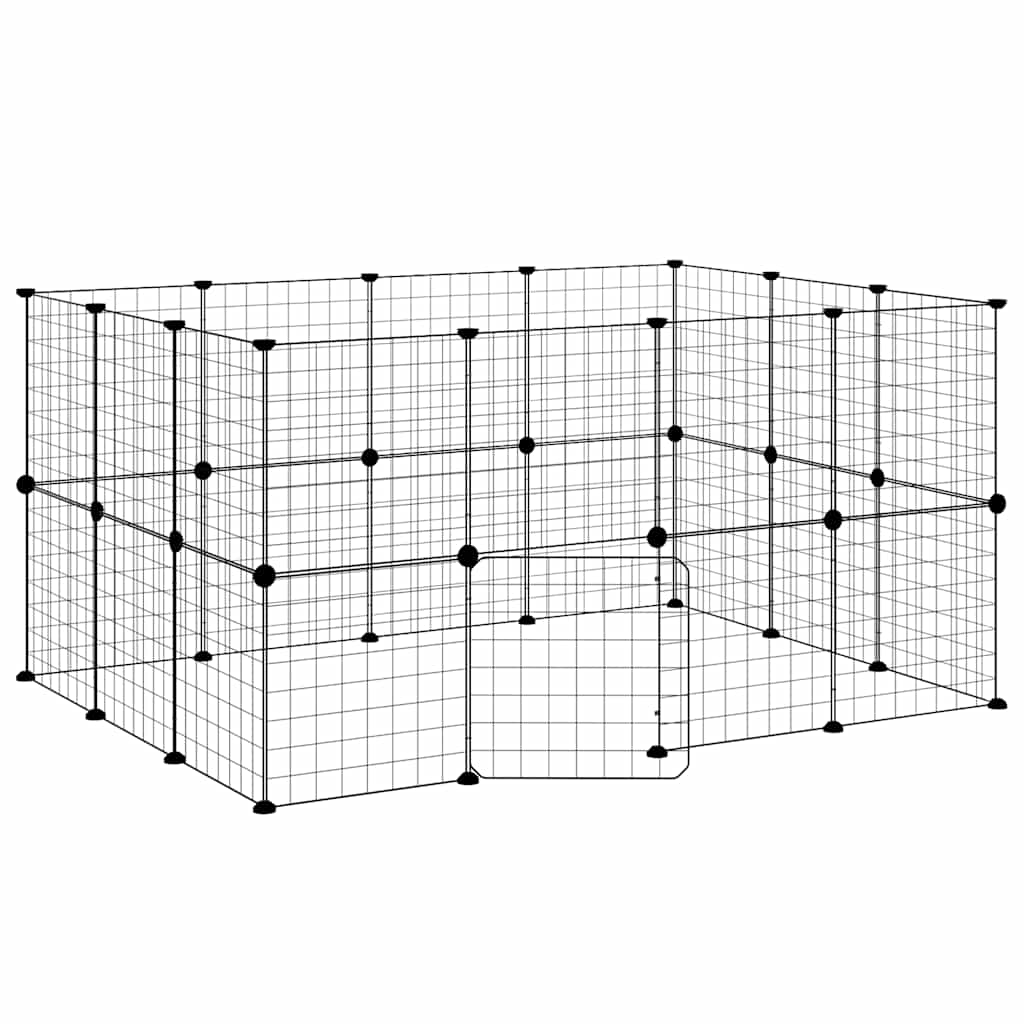 Animal Cage 28 Panels with Black Door 35x35 cm Steel