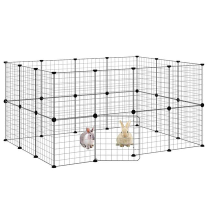 Animal Cage 28 Panels with Black Door 35x35 cm Steel