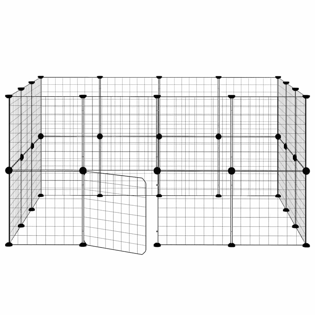 Animal Cage 28 Panels with Black Door 35x35 cm Steel