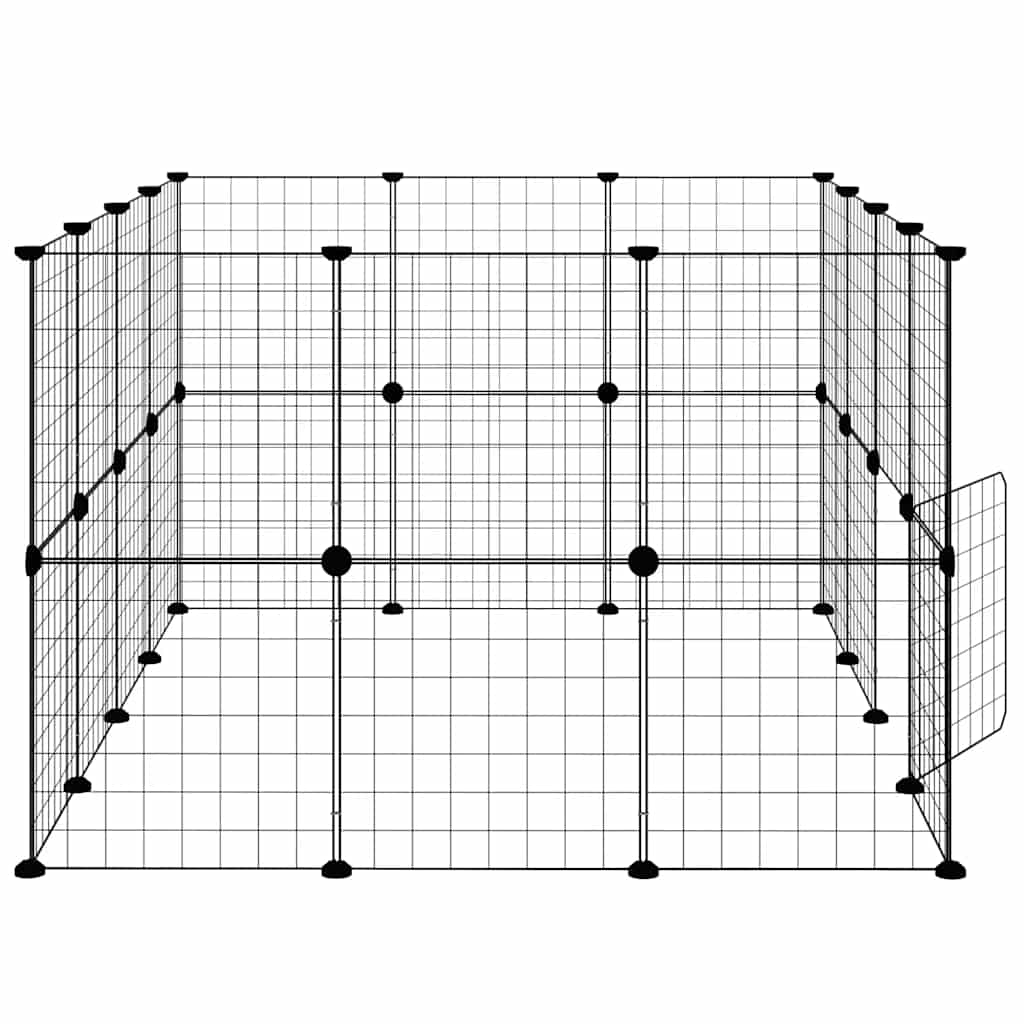 Animal Cage 28 Panels with Black Door 35x35 cm Steel