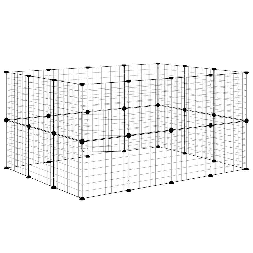 Animal Cage 28 Panels with Black Door 35x35 cm Steel