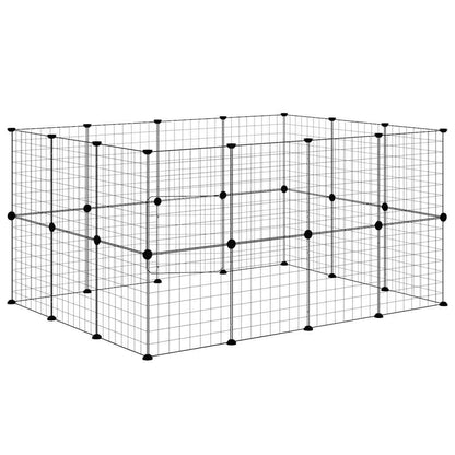Animal Cage 28 Panels with Black Door 35x35 cm Steel