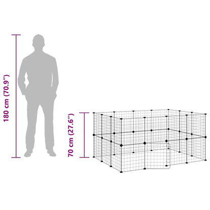 Animal Cage 28 Panels with Black Door 35x35 cm Steel