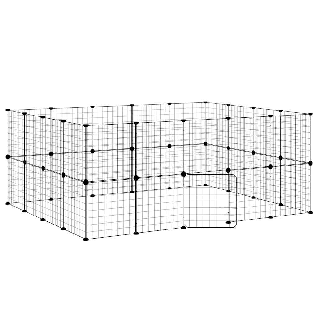 Animal Cage 36 Panels with Black Door 35x35 cm Steel
