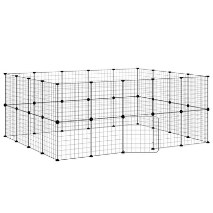 Animal Cage 36 Panels with Black Door 35x35 cm Steel